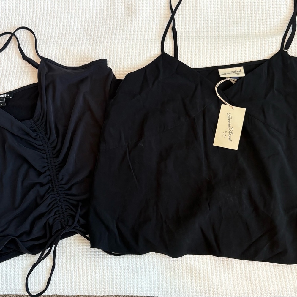 Universal Thread Black Ruched Camisole Top